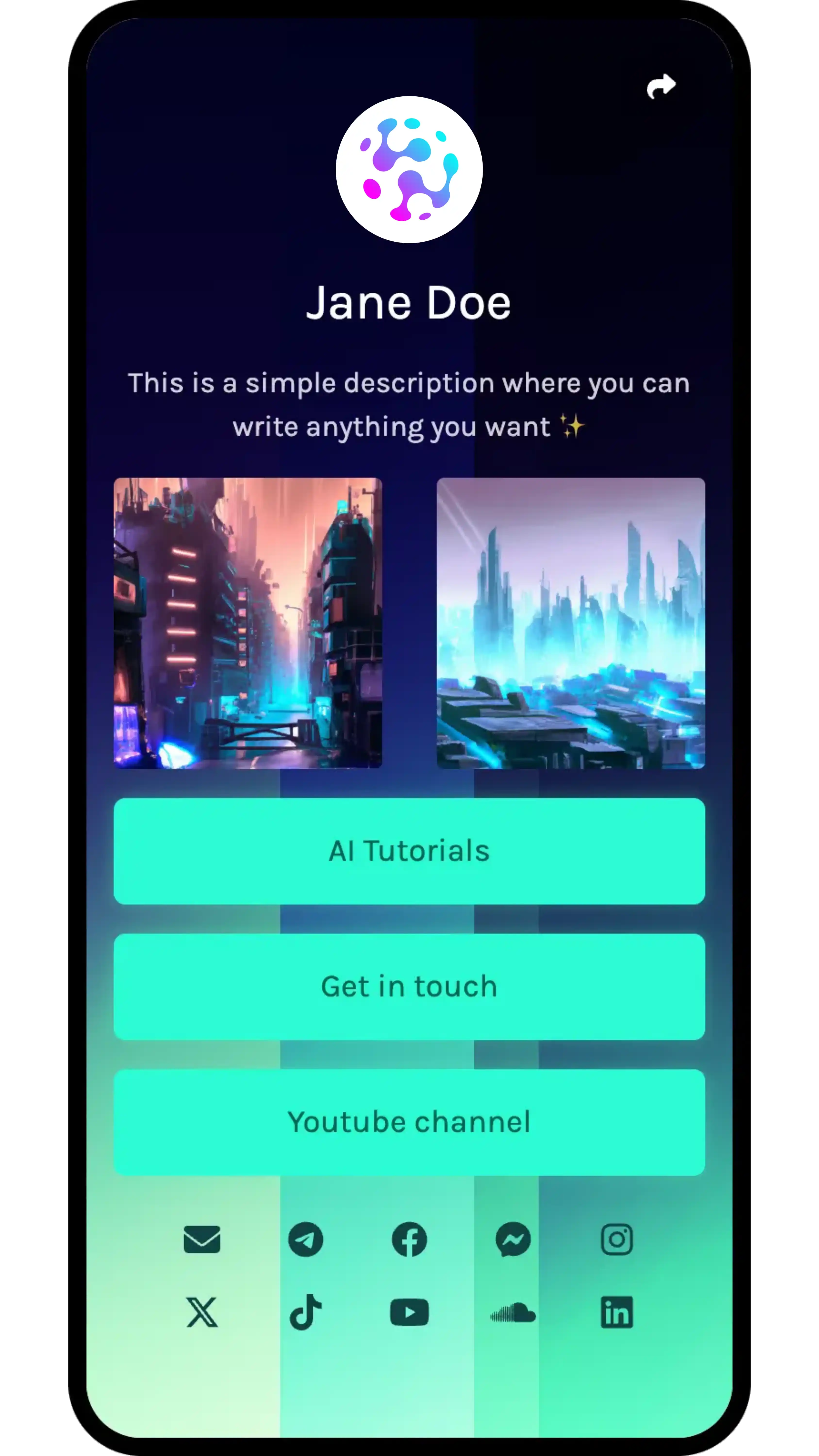 Screenshot of biolink page examples